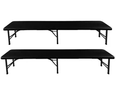 Lauko baldų komplektas Sulankstomas sodo baldų komplektas, stalas 180 cm + 2 suolai, juodi