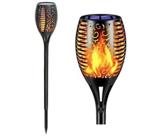 Lauko žibintas-fakelas su saulės baterija 600 mAh 58 cm, spalva: juoda