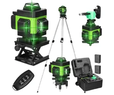 Lazerinis nivelyras 360° 3D 8/12/16 linijų, žalia, su priedais