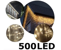 LED girlianda auksiniai 500LED varvekliai skirti lauko puošybai, 25m. flash