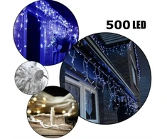 LED girlianda šviečiantys lauko varvekliai, 500LED, 25 metrų ilgio, šaltai baltos spalvos flash