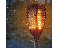 LED Sodo šviestuvai su ugnies imitacija, 4 vnt., 51cm, spalva: juoda