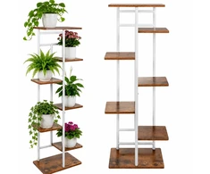 Metalinis gėlių stovas 120 cm, 7 lentynos, MDF