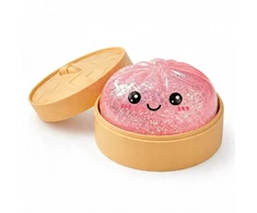 Minkštas žaislas Dumpling 8 cm, minkštas maigomas žaislas su indeliu