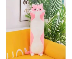 Pliušinis žaislas - pagalvė katinas, 70 cm, rožinis