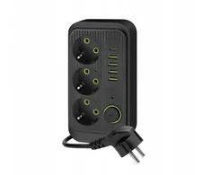 Prailginimo laidas, 2m., su USB ir Type C jungtimis bei 3 kištukais, spalva: juoda