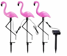 Saulės energijos įkraunamas LED sodo šviestuvų rinkinys - flamingai, 3 vnt, 53cm