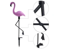 Saulės energijos įkraunamas LED sodo šviestuvų rinkinys - flamingai, 3 vnt, 53cm