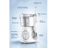 Profesionalus burnos irigatorius, 600 ml, 10 slėgio lygių, 4 antgaliai, YBK T1