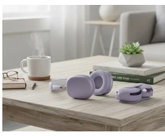 Stilingos ant ausų dedamos ausinės su dėklu belaidės, violetinės