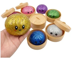 Toys Revolution Mystery Bun Squishy Glitter Dumpling antistresinis žaislas kapsulėje