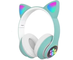 Žalios ausinės katės ausytės su bluetooth, spalva: rožinė