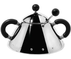 Alessi cukrinis dubuo su šaukštu juodas 9097 B