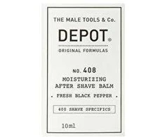 „Depot 400 Shave Specifications No. 408“ drėkinamasis balzamas po skutimosi su šviežiais juodaisiais pipirais, 10 ml