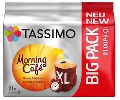 Kavos kapsulės „Tassimo Morning Cafe XL“ (suderinamos su „Bosch Tassimo“ kapsuliniais kavos aparatais), 21 vnt.