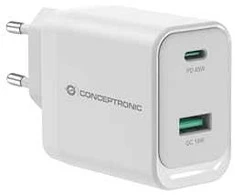 Conceptronic ALTHEA20W45 mobiliojo telefono įkroviklis universalus baltas kintamosios srovės greitas įkrovimas vidinis