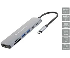 Šakotuvas „Conceptronic DONN28G“ prijungimo stotis laidinė USB 3.2 Gen 1 (3.1 Gen 1) Type-C pilka