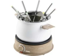 DOMO DO736F Fondue 1500 W valdymo lemputė, 8 medinės fondiu šakutės, balta