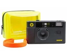 Dubblefilm Dviguba filmavimo kamera Juodas 35 mm su blykste ir dėklu