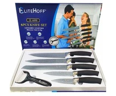 Elitehoff KNIVES KNIFE rinkinys Peeler CERAMIC STEEL Juodas