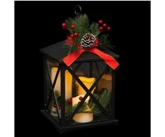 Fééric Lights and Christmas Žibintas su trimis žvakėmis ir šakelėmis, LED