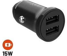 FIXED Dual USB automobilinis įkroviklis 15W, Juodas | Pataisyta