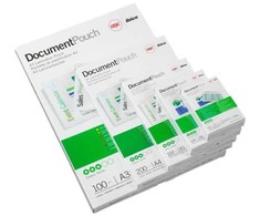 GBC kortelių laminavimo kišenės 54x86 mm 2x250 mikronų blizgios (100 vnt.), Balta, Polietilenas, Blizgus, 0,5 mm, Kinija, 54 mm