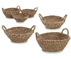 Gift Decor Dovanų dekoras Giftdecor Apvalūs jūros žolių krepšeliai GOW, 3 vnt.