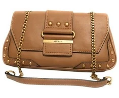 Guess, Greta, Polyurethane, Textile Crossbody Bag, Cognac, hwvb81 29210, 16 x 29 x 5.3 cm, For Women