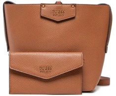 Guess, Brenton, Ecological leather, Textile Bag, Rigid structure, Caramel, 6432, For Women, 22 x 18 x 9 cm