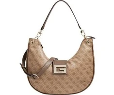 Guess, Brightside, Polyurethane, Textile Bag, Hobo Latte, For Women