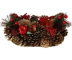 Home Styling Collection Kankorėžinė žvakidė, Kalėdinė puošmena, 2 žvakėms