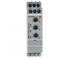 CARLO GAVAZZI Fazių sekos / fazių dingimo / viršįtampio / žemos įtampos relė, reguliuojamo laiko ritės įtampa 380–480 V AC, 1 poliaus perjungiamųjų kontaktų rinkinys DIN bėgeliui