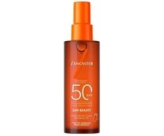 „Lancaster Sun Beauty Fast Tan Optimizer Satin Dry Oil“ – greito įdegio optimizatorius, pasižymintis dideliu SPF50 poveikiu, 150 ml