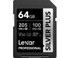 Atminties kortelė Lexar SDXC Professional Sidabrinis Plus UHS-I/U3/A2/4K R205/W100 (V30) 64GB