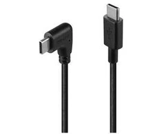 USB Kabelis - LINDY USB 2.0 Type C Laidas, M/M, 90° Dešiniu Kampu, 60W PD, 1 m, Juodas