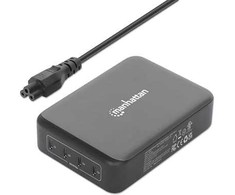 Įkroviklis Manhattan 4-Port GaN USB Power Delivery-Įkrovimo stotelė PD 3.1 Vier USB-C PD-Ports mit bis zu 140W pro Port 240 W Gesamtleistung juodas