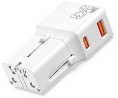 „Mobile Origin“ kelioninis adapteris 25 W, ES/JAV/JK/AU, baltas