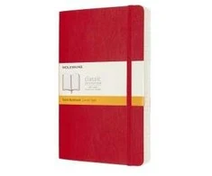 Moleskine MOLESKINE Classic L sąsiuvinis (13x21 cm), pamušalas, minkštu viršeliu, raudona raudona, 400 puslapių, raudona
