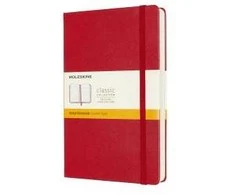 Moleskine MOLESKINE Classic L sąsiuvinis (13x21 cm), su pamušalu, kietu viršeliu, raudona raudona, 400 puslapių, raudona