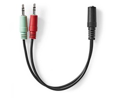 Kabelis Nedis 3.5mm na 2x 3.5mm 0,12 m Juodas (CAGB22160BK02)