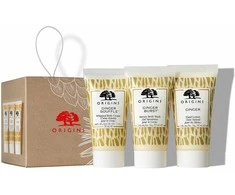 Gift Set Origins: Origins Kūno prausiklis, 30 ml + Ginger maitininantis Hand Lotion, 30 ml + Ginger Souffle maitininantis Body Kreminis, 30 ml