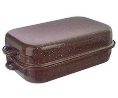 Orion Kepimo indas emaliuota su dangčiu stačiakampio formos BROWN 14 l, 46x27,5 cm
