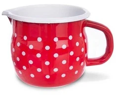Orion emaliuotas puodelis 800 ml raudonas su žirneliais