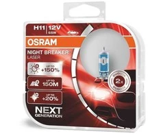 Bikuva.lt OSRAM Automobilinės lemputės NIGHT BREAKER LASER +150% H11 55W 12V PGJ19-2 2vnt