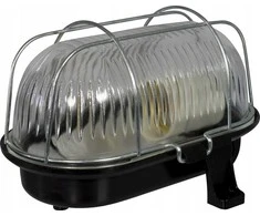 Pawbol Kanalo šviestuvas OWAL 60W E27 su metaliniu tinkleliu IP44 juodas D.3166C
