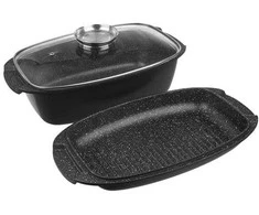 Orion Kepimo indas granitinė su dangčiu 3 viename GRANDE 5 l, 39x22 cm
