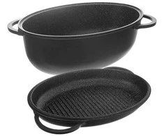 Orion Kepimo indas granitinė su dangčiu 2 viename GRANDE 10 l, 43x28 cm