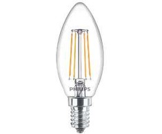 „Philips“ LED lempos E14, 4 vnt. pakuotėje, 40 W, 2700 K, žvakės formos, su kaitrinėmis lemputėmis
