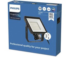 LED prožektorius PHILIPS, IP65, 50W, 3000K, 4500lm, su judesio jutikliu, juodas, 22,3x5,7x21 cm | Philips